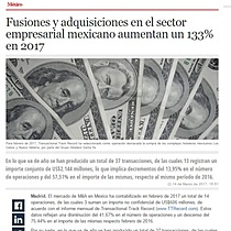 Fusiones y adquisiciones en el sector empresarial mexicano aumentan un 133% en 2017